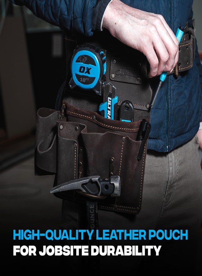 OX Tools Leather Tool Pouch for Pro Drywall Contractor, Oil Tanned Leather Tool Belt Pouches Hammer Loop, Belt Loops, Framing Drywaller's Tool Organizer Bag OX-P263801 - Image 3