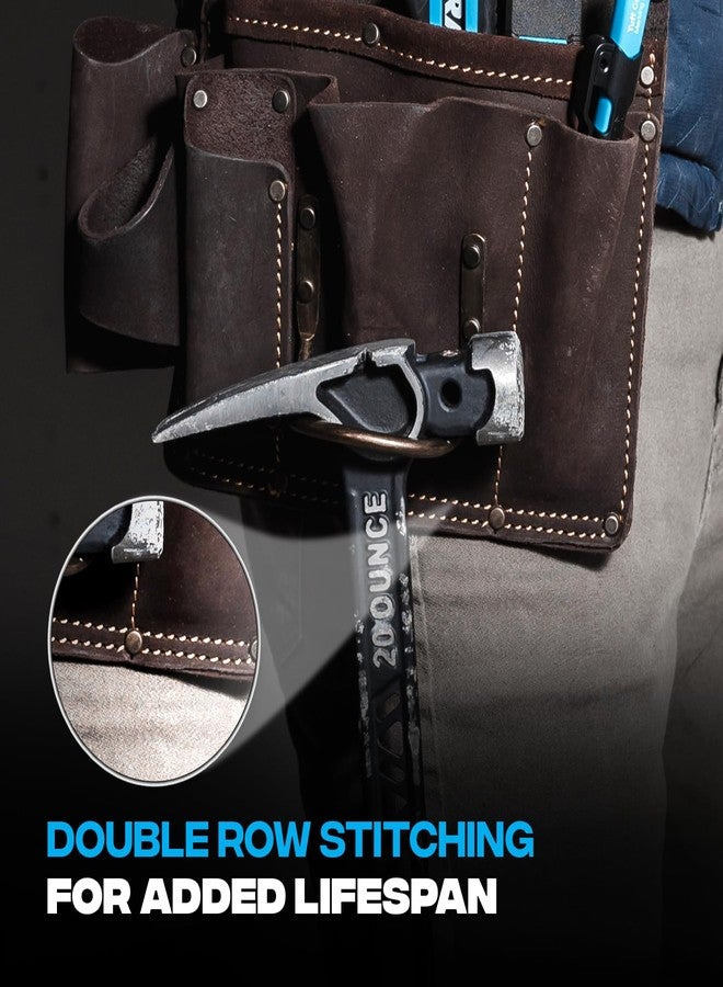 OX Tools Leather Tool Pouch for Pro Drywall Contractor, Oil Tanned Leather Tool Belt Pouches Hammer Loop, Belt Loops, Framing Drywaller's Tool Organizer Bag OX-P263801 - Image 4