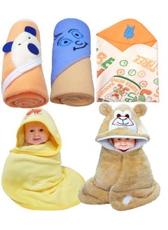 Brandonn Newborn Value Hamper Pack Of 5 Hooded Baby Blankets For Babies(Pack Of 5)  - Image 1