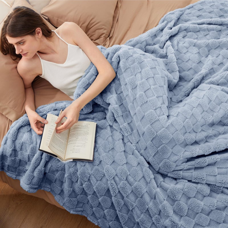 Bedsure GentleSoft Blankets Queen Size for Bed - Super Soft Cozy Blanket for Kids Girls, Large Fuzzy Fleece Throw for Bedroom Decor, Ashley Blue, 90x90 Inches - Image 2