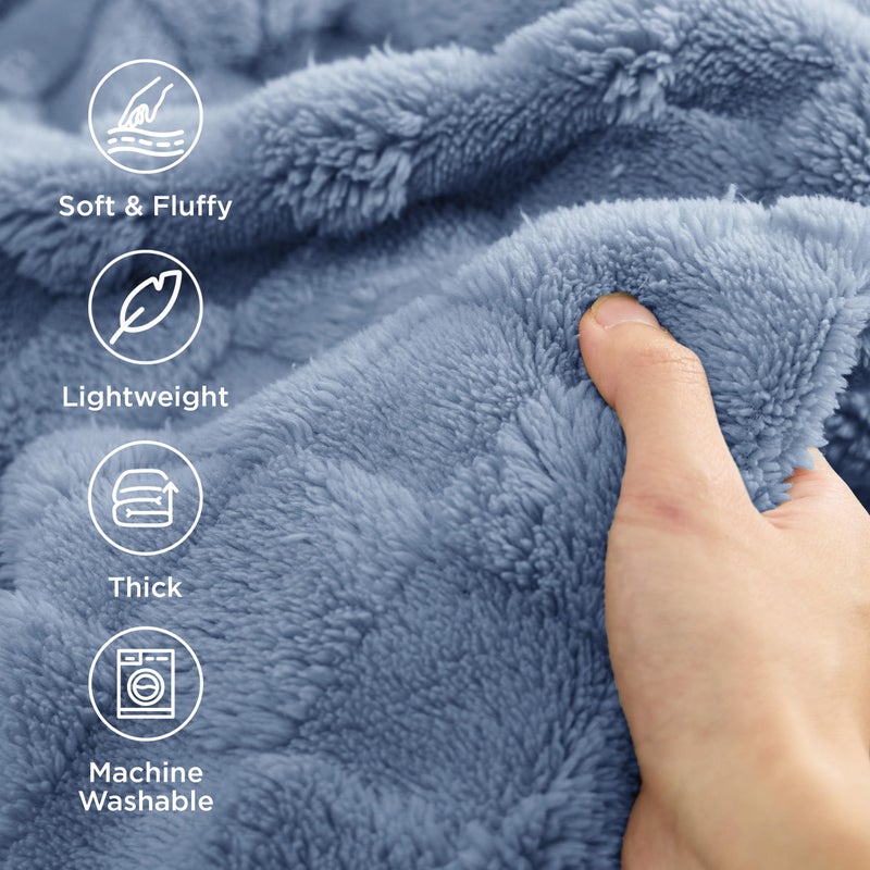 Bedsure GentleSoft Blankets Queen Size for Bed - Super Soft Cozy Blanket for Kids Girls, Large Fuzzy Fleece Throw for Bedroom Decor, Ashley Blue, 90x90 Inches - Image 3