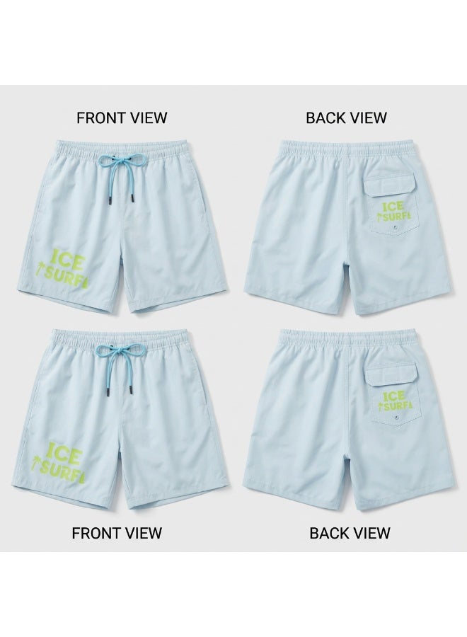 IceZone Men's Quick-Dry Swim Trunks, Soft Blue IceSurf Board Shorts with Mesh Lining - Image 4