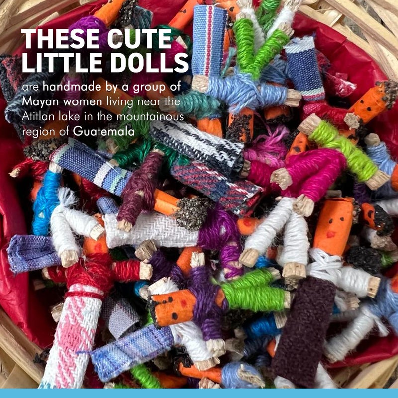 Thorness Basket of 72 Guatemalan Handmade Mini Worry Dolls for Girls and Boys - Anxiety Dolls - Image 5
