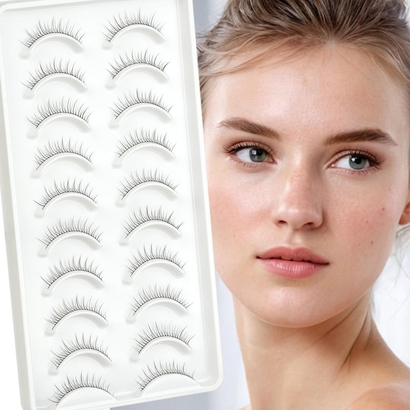 EMEDA False Lashes Natural Look Eyelashes 8mm Short No Make up False Eyelashes PestaÃ±as Postizas Natural Looking Eye Lash Wispy Strip Lashes Pack by EMEDA (Super Natural) - Image 2