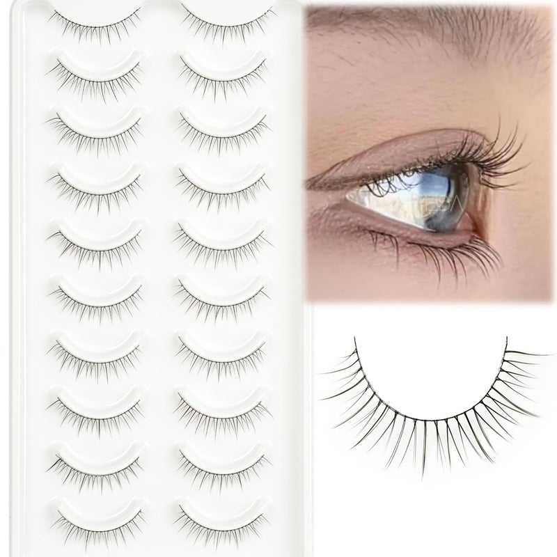 EMEDA False Lashes Natural Look Eyelashes 8mm Short No Make up False Eyelashes PestaÃ±as Postizas Natural Looking Eye Lash Wispy Strip Lashes Pack by EMEDA (Super Natural) - Image 4