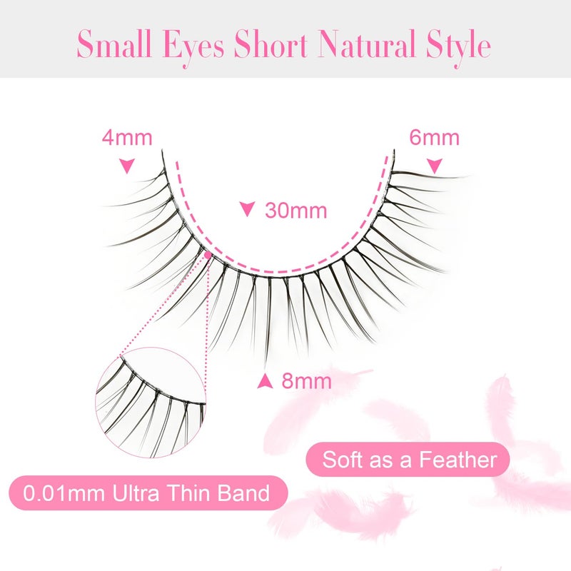 EMEDA False Lashes Natural Look Eyelashes 8mm Short No Make up False Eyelashes PestaÃ±as Postizas Natural Looking Eye Lash Wispy Strip Lashes Pack by EMEDA (Super Natural) - Image 3