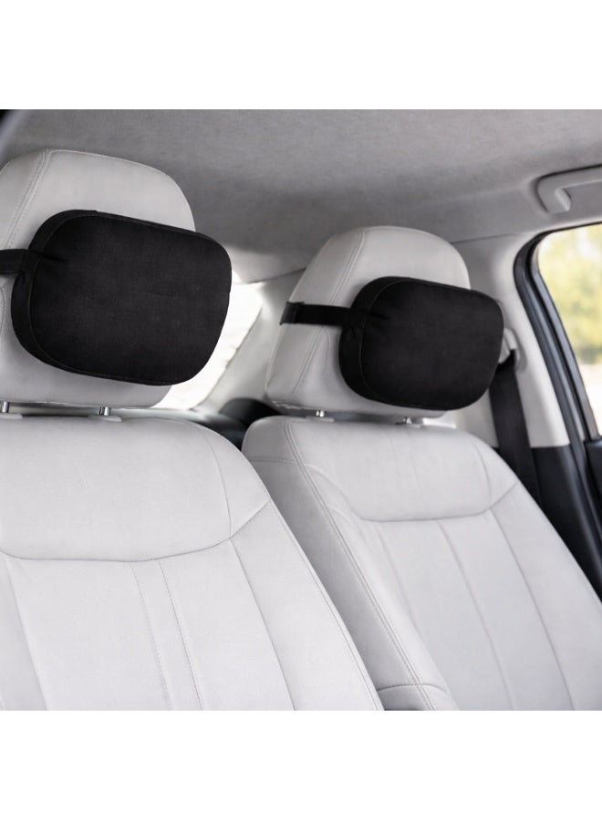 SPIDER 2PCS Car Headrest Memory Foam Neck Pillow, Ergonomic Cervical Support Cushion, Adjustable Strap, Breathable & Washable Cover, Universal Fit for All Car Seats – Black - Image 1