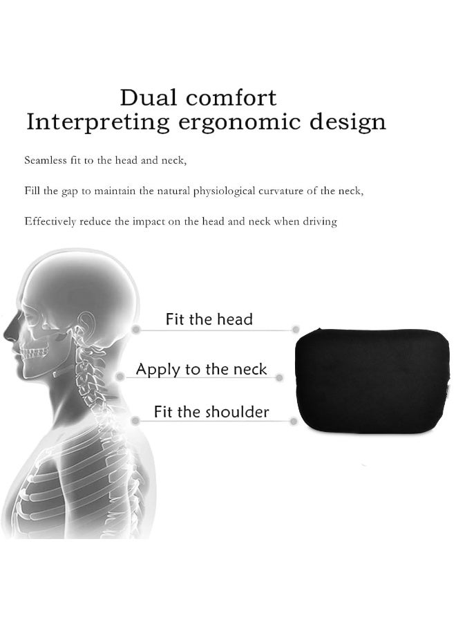 SPIDER 2PCS Car Headrest Memory Foam Neck Pillow, Ergonomic Cervical Support Cushion, Adjustable Strap, Breathable & Washable Cover, Universal Fit for All Car Seats – Black - Image 2