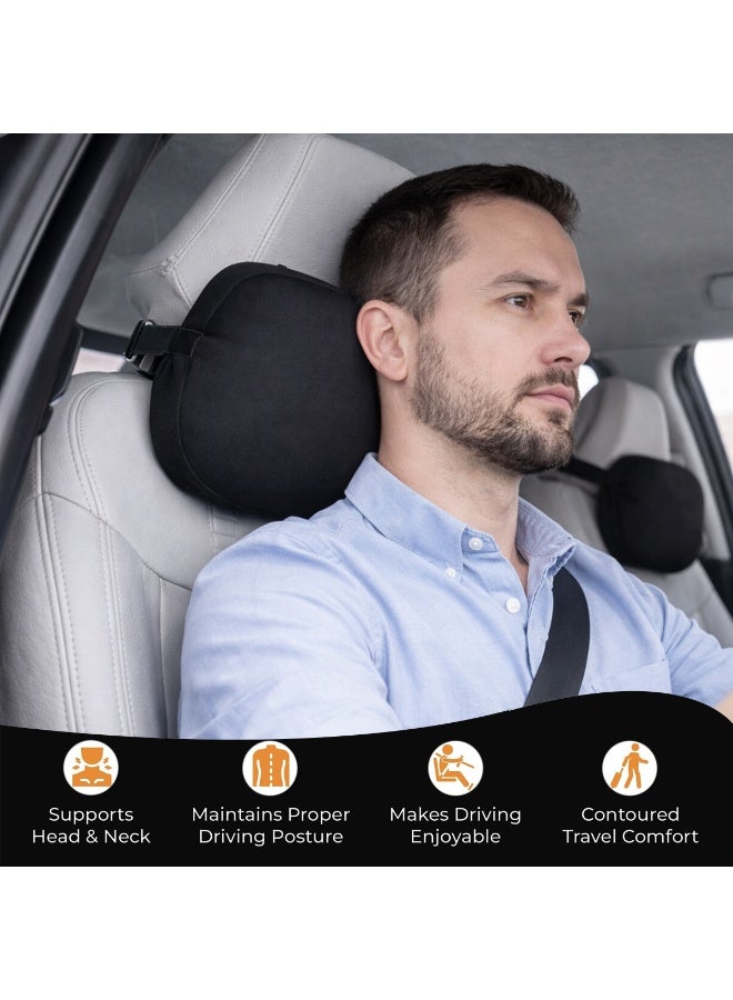 SPIDER 2PCS Car Headrest Memory Foam Neck Pillow, Ergonomic Cervical Support Cushion, Adjustable Strap, Breathable & Washable Cover, Universal Fit for All Car Seats – Black - Image 5