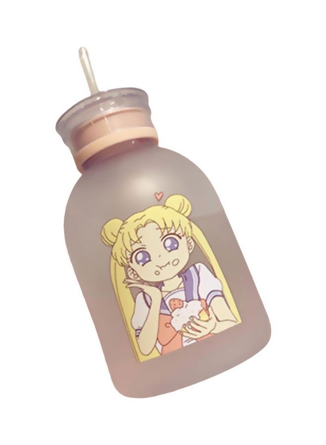 Loquat Cartoon Frosted Water Bottle Pink/Yellow/Blue - Image 1