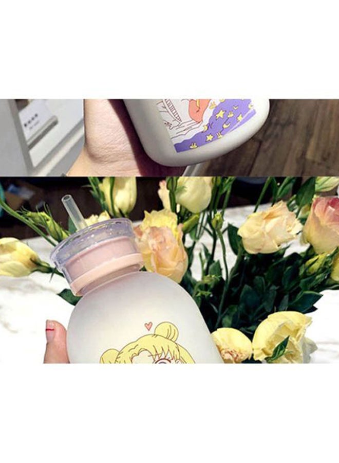 Loquat Cartoon Frosted Water Bottle Pink/Yellow/Blue - Image 3
