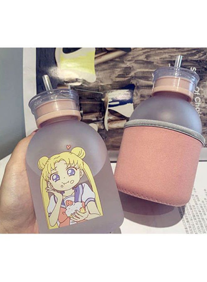 Loquat Cartoon Frosted Water Bottle Pink/Yellow/Blue - Image 4