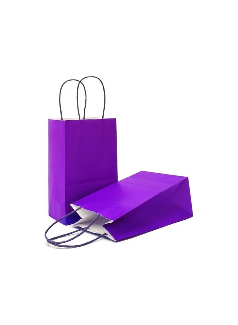 Party Time 12-Pieces A5 Purple Kraft Paper Bags with Handle Party Gift Bag Birthday Wedding Graduation Baby Shower Christmas Shopping Favor Present Bag Souvenir Bag