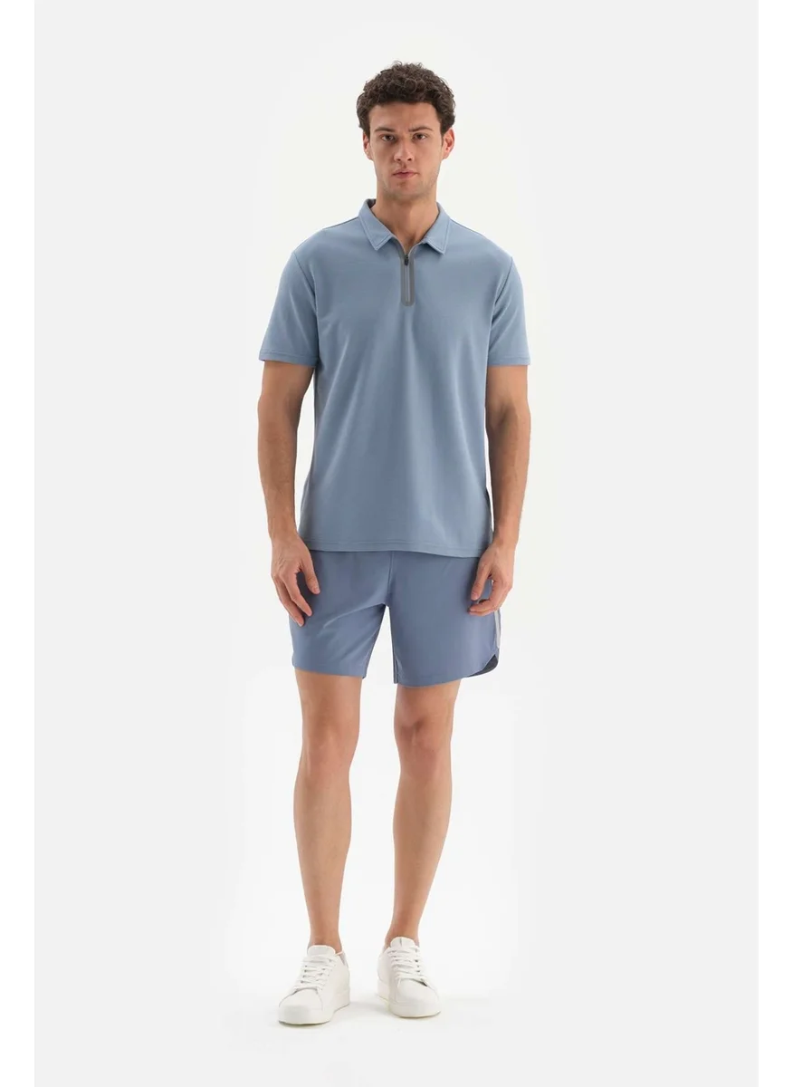 داجي Indigo Men's Pique Collar T-Shirt