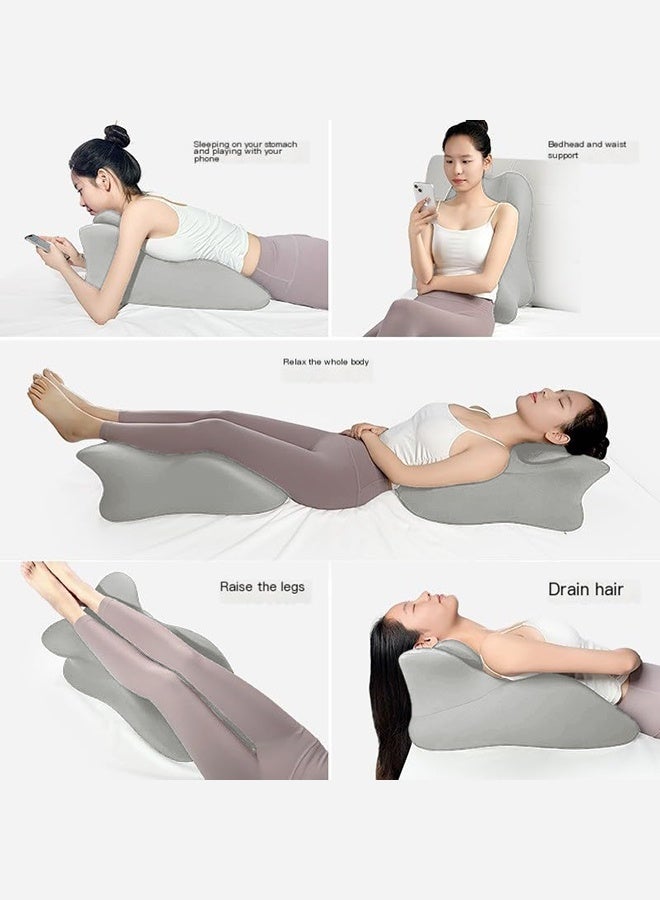 والالا مجموعة وسائد إسفنجية ميموري فوم تقويمية ٣ في ١ - دعم قطني ورفع للساقين لما بعد الجراحة، وآلام الظهر، وتحسين الدورة الدموية | تتضمن وسادة إسفينية ووسادة مقعد بغطاء قابل للغسل (رمادي) - Image 5