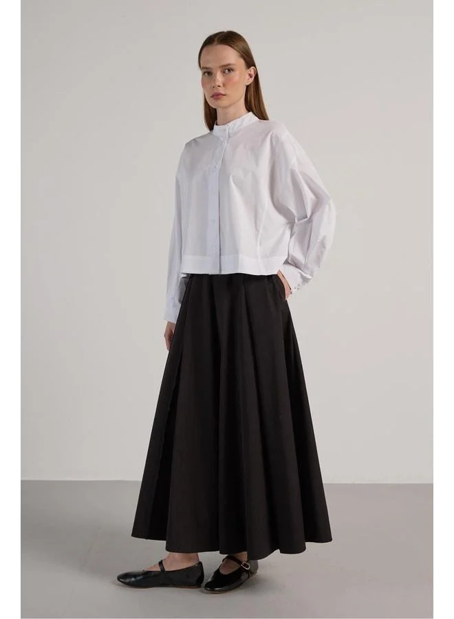 mina aise Women's White Design Oversized Short Shirt 30019.