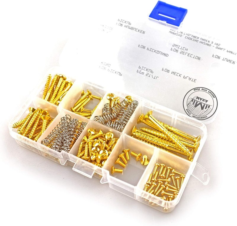 MAKA Guitar Screw Kit Assortment Box for Electric Guitar - 149 Screws in Gold - Image 2