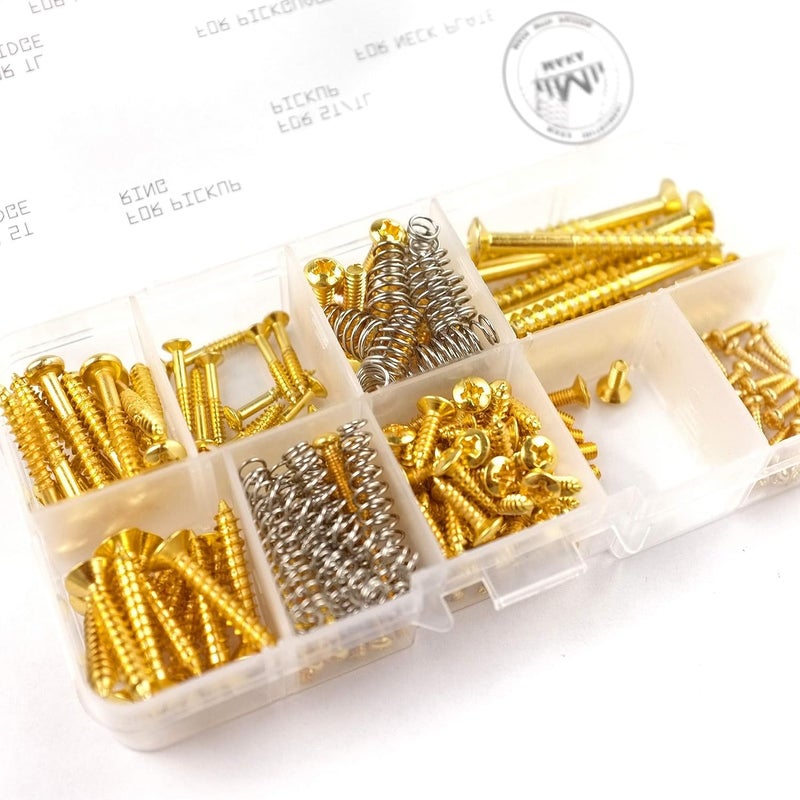 MAKA Guitar Screw Kit Assortment Box for Electric Guitar - 149 Screws in Gold - Image 1