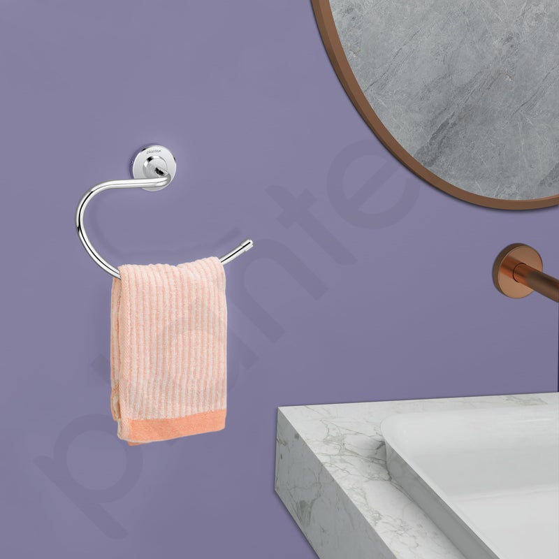 Plantex 304 Grade Stainless Steel Round Towel Ring for washbasin/Napkin Hanger for Bathroom/Hand Towel Holder/Bathroom Accessories - Daizy (Chrome) - Image 2