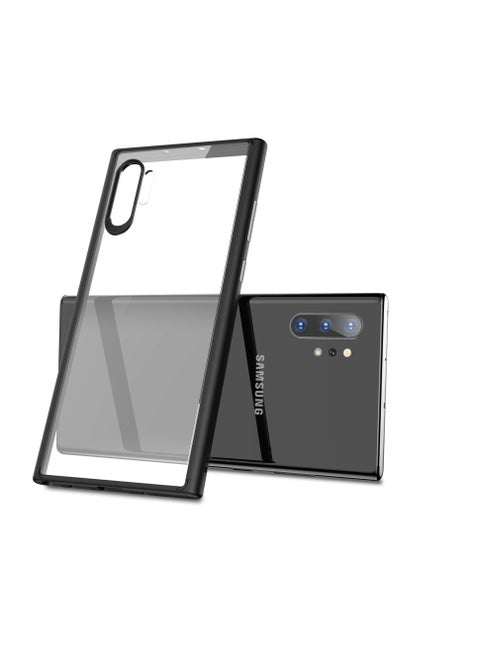 Case Compatible With Samsung Note 10 Plus, Clear Case Shockproof Hard PC +Soft Silicone [Not Yellowing] Transparent Protective Slim Case Phone (Black)