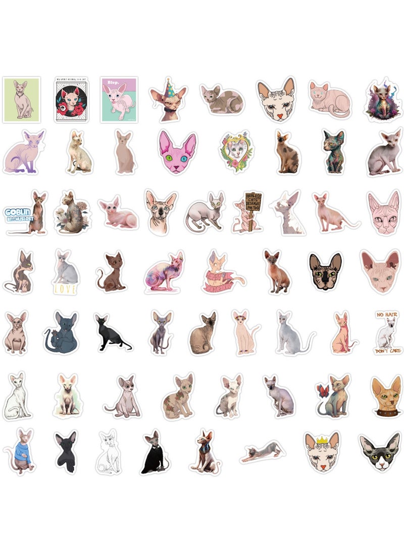 Cute Sphynx Cat Stickers 110Pcs Vinyl Waterproof Hairless Kitty Animal Stickers for Laptops Water Bottles Scrapbook - Image 2