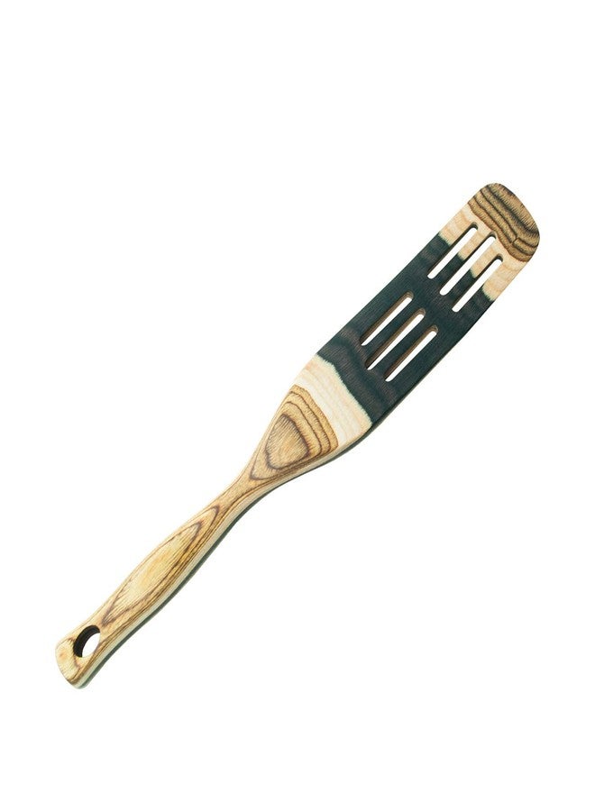 آيلاند بومب ملعقة خشبية من خشب الباكاوود من آيلاند بامبو، طولها 13 بوصة، ذات فتحات، طبيعية - Image 1