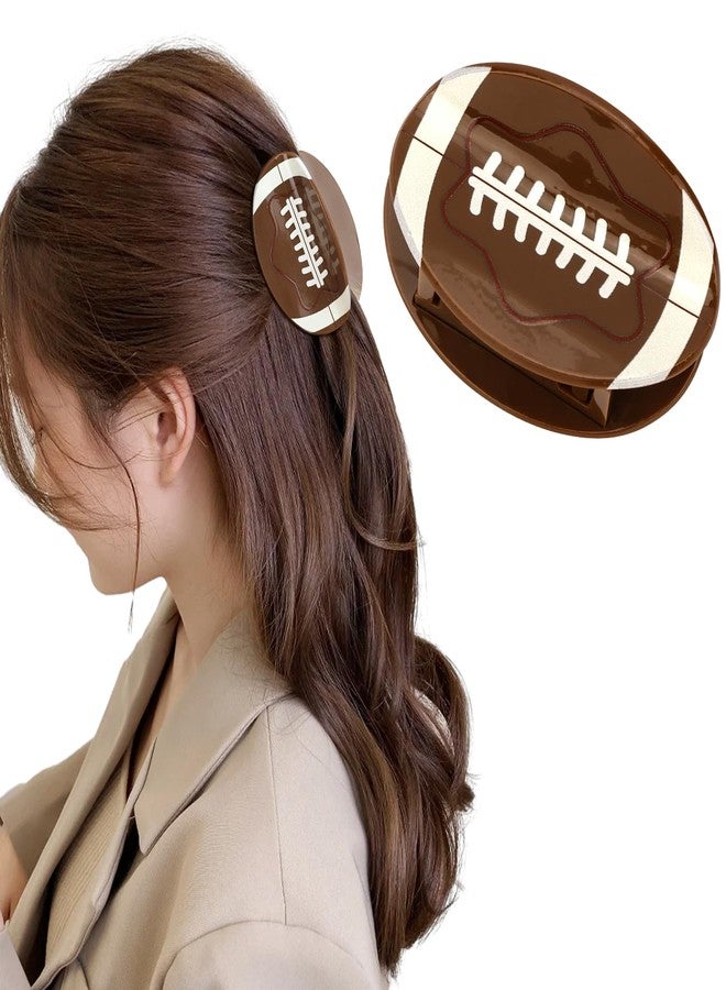 Hapdoo Brown Football Hair Clips, Football Hair Claw Clips Game Day Rugby Hair Accessories Gifts for Women Girl - Image 1