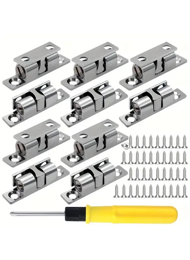 10 Wardrobe Door Bead Locks 48mm Adjustable Double Ball Catches with 40 Screws - Image 1