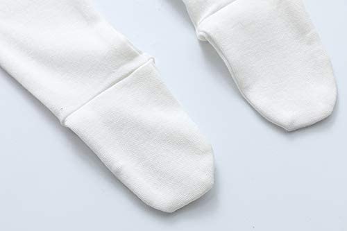 Owlivia 100% Organic Cotton Baby Boy Girl 2-Pack Footed Pants Wiggle Pants Jogging Pants(White & Grey Melange, 0-3 Months) - Image 4