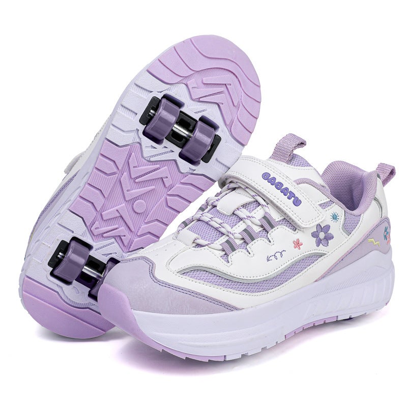 Boys 2025 New Children'S Sports Four-Wheel Removable Sliding Shoes Girls Blast Walking Roller Skates - Image 2