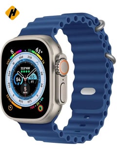 Ocean Band Compatible With Apple Watch Ultra Band 49mm 45mm 44mm 42mm for Men, Adjustable Silicone Strap with Metal Buckle for Apple Watch Ultra 2 Band iWatch Ultra Series 9 8 7 6 5 4 3 2 1 SE