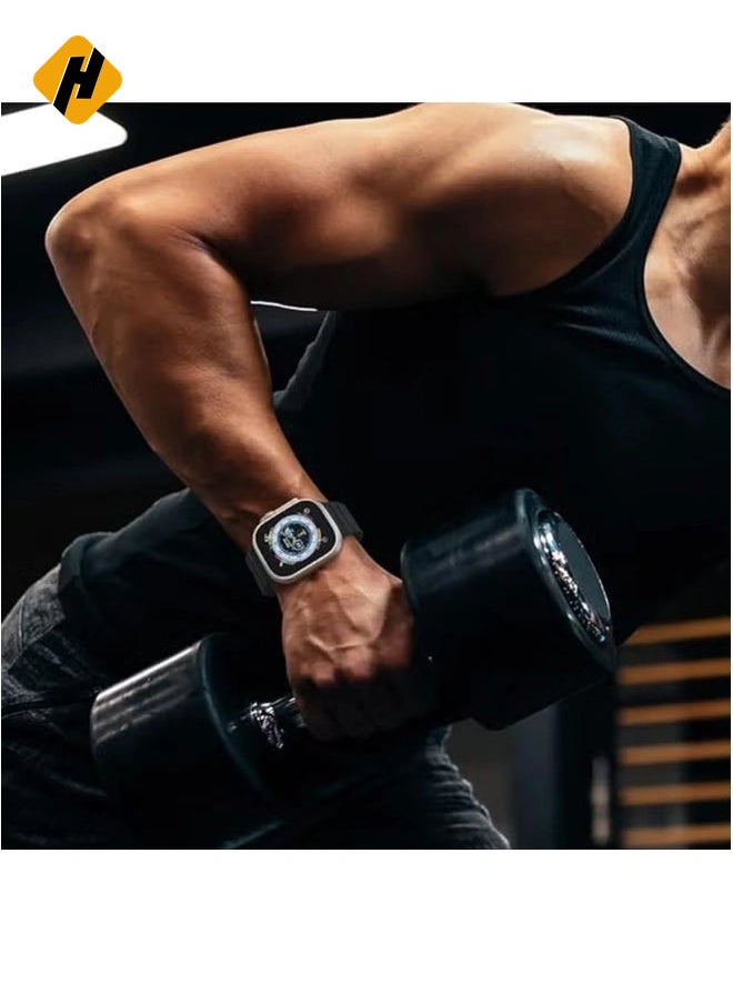 HuHa - Ocean Band Compatible With Apple Watch Ultra Band 49mm 45mm 44mm 42mm for Men, Adjustable Silicone Strap with Metal Buckle for Apple Watch Ultra 2 Band iWatch Ultra Series 9 8 7 6 5 4 3 2 1 SE - Image 1