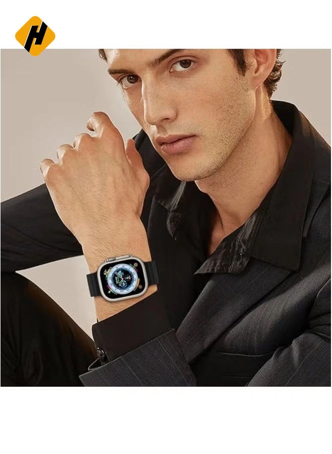 HuHa - Ocean Band Compatible With Apple Watch Ultra Band 49mm 45mm 44mm 42mm for Men, Adjustable Silicone Strap with Metal Buckle for Apple Watch Ultra 2 Band iWatch Ultra Series 9 8 7 6 5 4 3 2 1 SE - Image 1