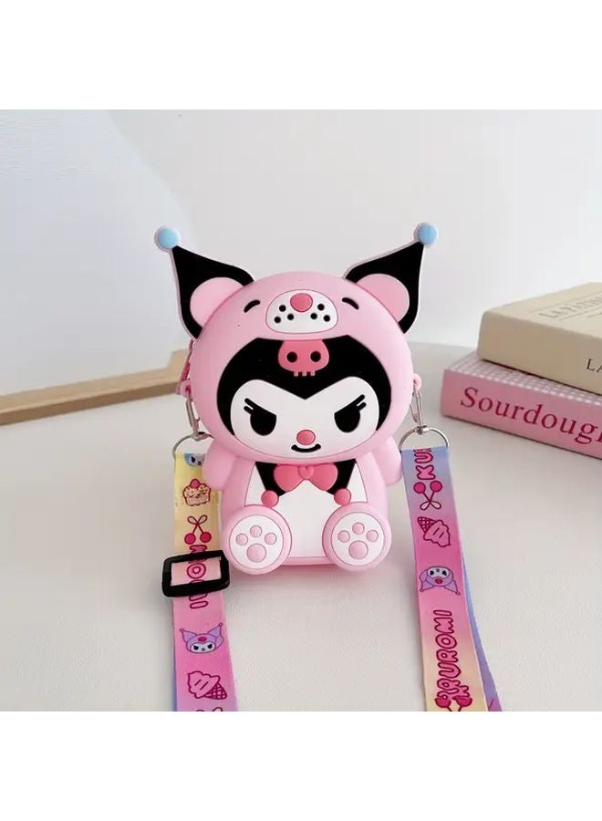 حقيبة ظهر صغيرة من كورومي بتصميم كرتوني لطيف، بإغلاق سحاب من البلاستيك الناعم وألوان زاهية، هدية مثالية للفتيات. - Image 1