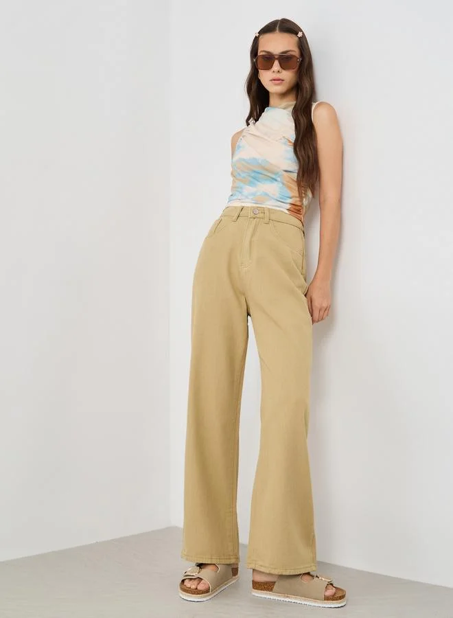 تايك تو Take Two Printed Sleeveless Gathered Detail Top