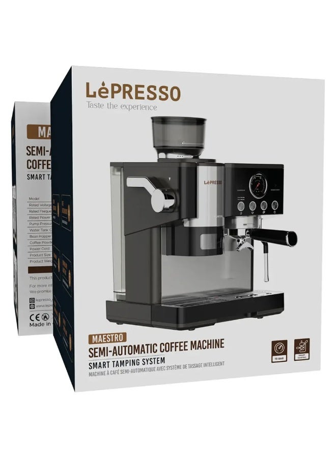 LePresso Maestro Semi-Automatic Coffee Machine Smart Tamping System - Black - Image 2