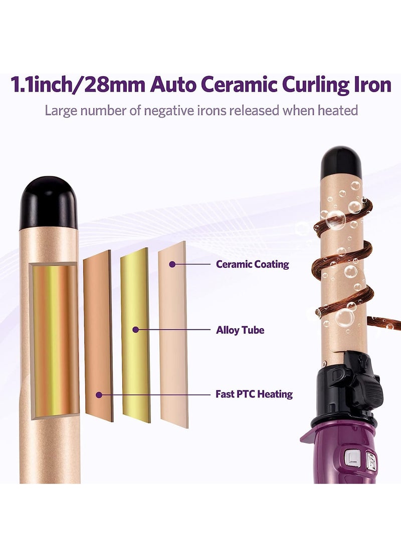 Sharpdo Automatic Curling Iron Wand, Rotating Hair Curler for Long Hair, Auto Hair Styling Curler Dual Voltage Ceramic Tourmaline Curling Iron 1.1inch, 28mm - Image 5