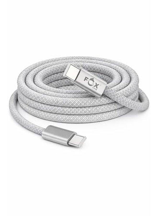 Fox 120W Fast Charging Cable, 6.6 ft (2 m) Braided USB A to Type C Fast Charging Cable Compatible with Smartphones and Tablets (Silver) - Image 1