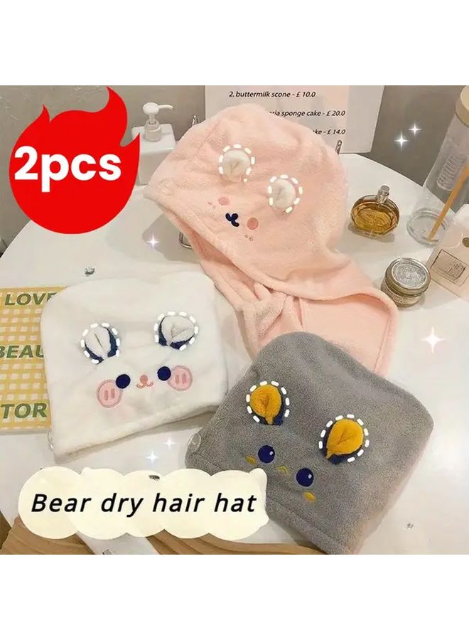 2pcs Ear Hair Towel Wrap Quick Dry Microfiber Shower Bath Spa - Image 1