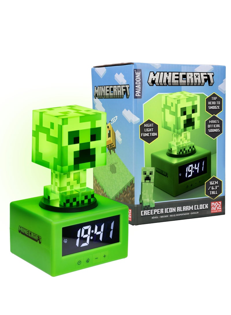 ماين كرافت ساعة منبه كريपर من مينكرفت - موسيقى داخل اللعبة ومصباح ليلٍ قابل للتعديل الإضاءة، ملحق غرفة النوم/غرفة الألعاب للأطفال والمراهقين الصغار، ساعة ذو طابع ألعاب لطيفة لأولاد والفتيات - Image 1