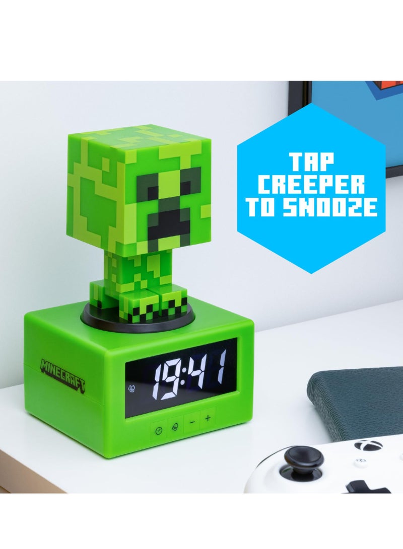 ماين كرافت ساعة منبه كريपर من مينكرفت - موسيقى داخل اللعبة ومصباح ليلٍ قابل للتعديل الإضاءة، ملحق غرفة النوم/غرفة الألعاب للأطفال والمراهقين الصغار، ساعة ذو طابع ألعاب لطيفة لأولاد والفتيات - Image 2