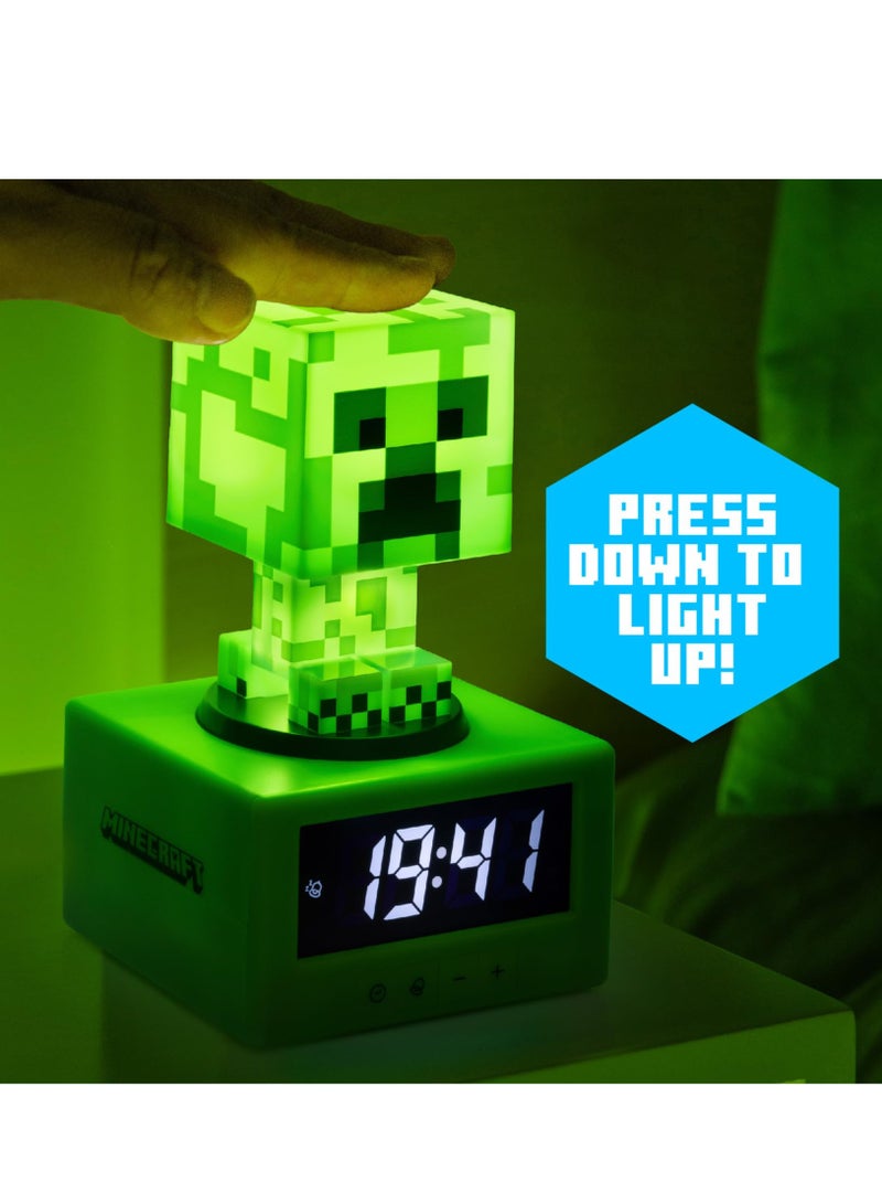 ماين كرافت ساعة منبه كريपर من مينكرفت - موسيقى داخل اللعبة ومصباح ليلٍ قابل للتعديل الإضاءة، ملحق غرفة النوم/غرفة الألعاب للأطفال والمراهقين الصغار، ساعة ذو طابع ألعاب لطيفة لأولاد والفتيات - Image 4