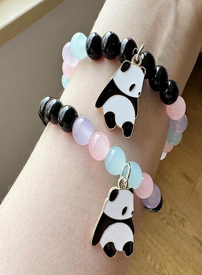 SUPER SOFTENER SUPERSOFTNER Magnetic Bracelets 2Pcs Love Heart Matching Panda Kitty Beads Bracelet Set Adjustable Bracelets for Men Women Couples Friends Gift Friendship - (Pack of 2) - Image 5