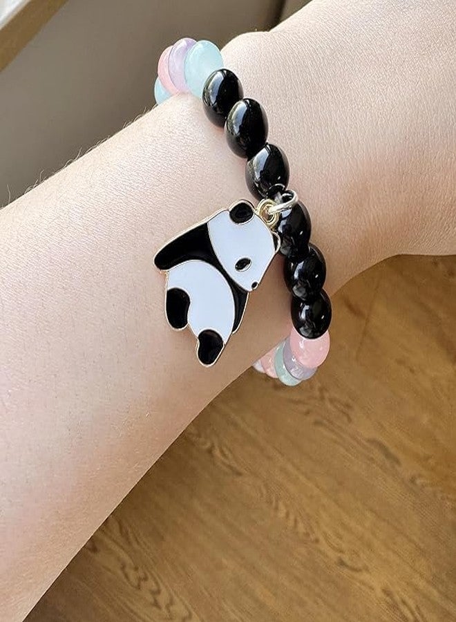 SUPER SOFTENER SUPERSOFTNER Magnetic Bracelets 2Pcs Love Heart Matching Panda Kitty Beads Bracelet Set Adjustable Bracelets for Men Women Couples Friends Gift Friendship - (Pack of 2) - Image 4