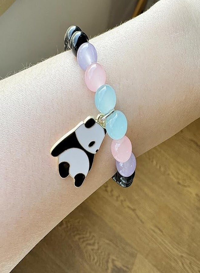 SUPER SOFTENER SUPERSOFTNER Magnetic Bracelets 2Pcs Love Heart Matching Panda Kitty Beads Bracelet Set Adjustable Bracelets for Men Women Couples Friends Gift Friendship - (Pack of 2) - Image 3