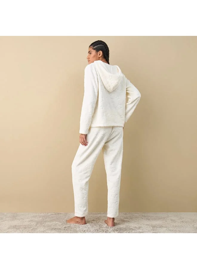 Splash FAV Textured Hooded Top and Pyjama Set
