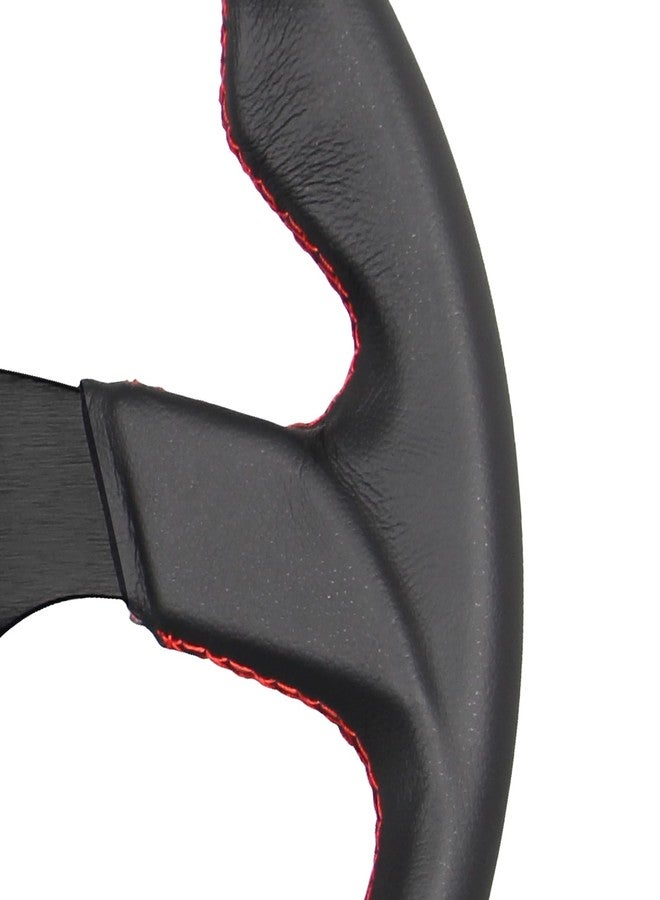 GONMOT Universal Racing Sports Steering Wheel Red Stripe D Shape 13.8inch 350mm 6 Bolts Black Leather Hand Grip Steering Wheel - Image 5