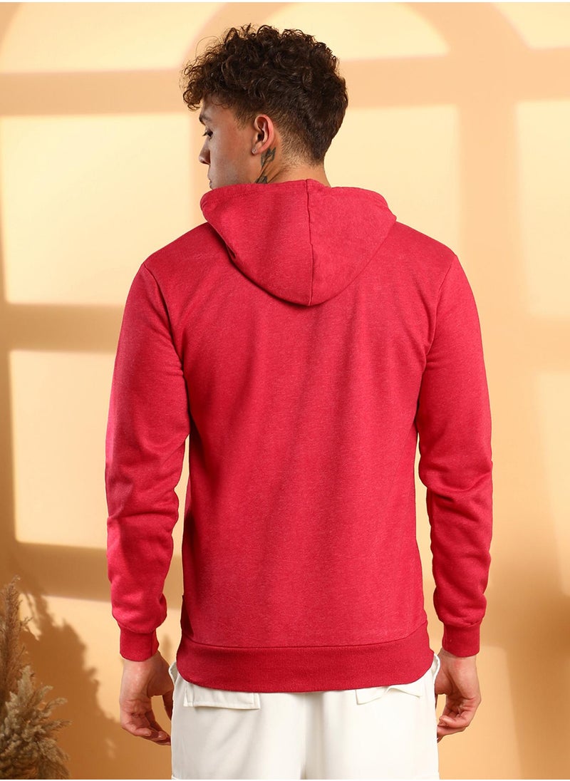 كامبوس سوترا Men's Red Happiness Is Hoodie With Kangaroo Pocket  - Image 5