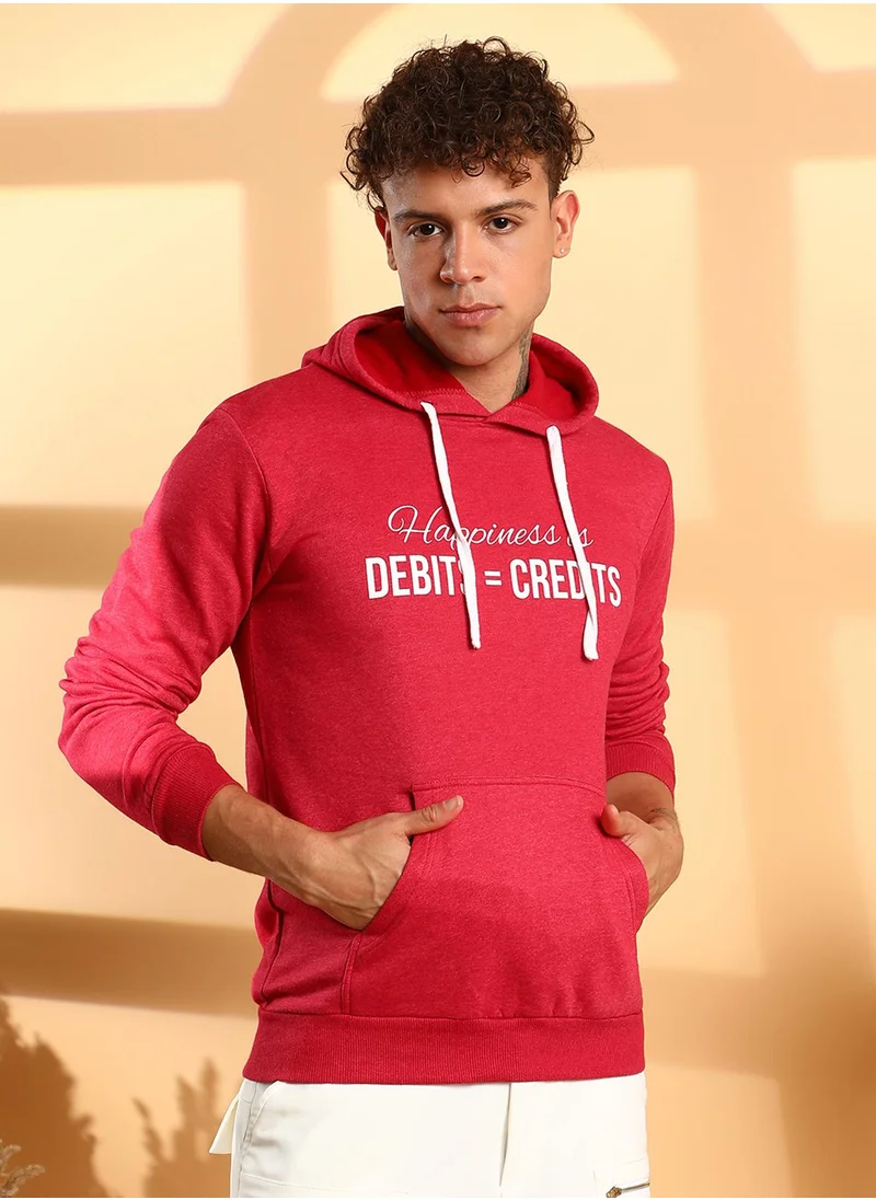كامبوس سوترا Men's Red Happiness Is Hoodie With Kangaroo Pocket