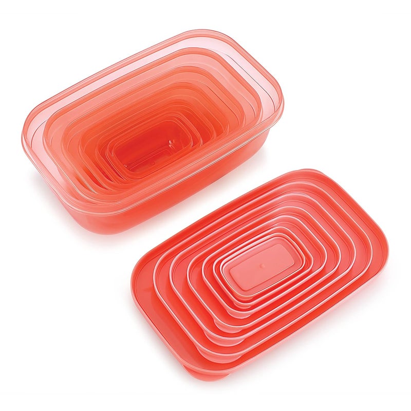 INVOSS Bpa Free Plastic Storage Container Set for Fridge Storage Boxes Modular Meat Vegetables Fish Storage Containers for Kitchen Peach Rectangle 150 ml 290 ml 580 ml1700 ml 2700 ml - Image 5